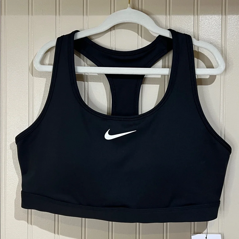 Nike Black Swoosh Racerback Training Sports Bra size large